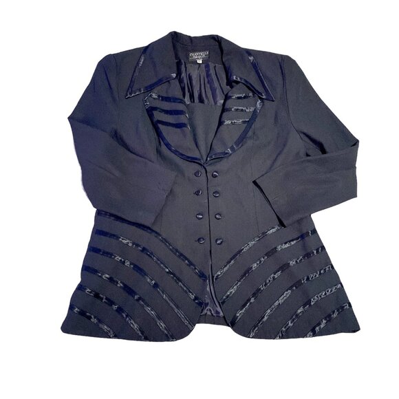 Chantelle NY Jacket Womens 18 Black Modesty Panel Secretary Church Plus Size VTG - Picture 1 of 15